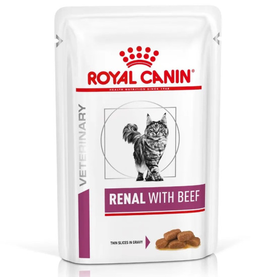 Royal Canin Veterinary Feline Renal Vită – Hrană Umedă în Sos pentru Pisici cu Insuficiență Renală, 85 g